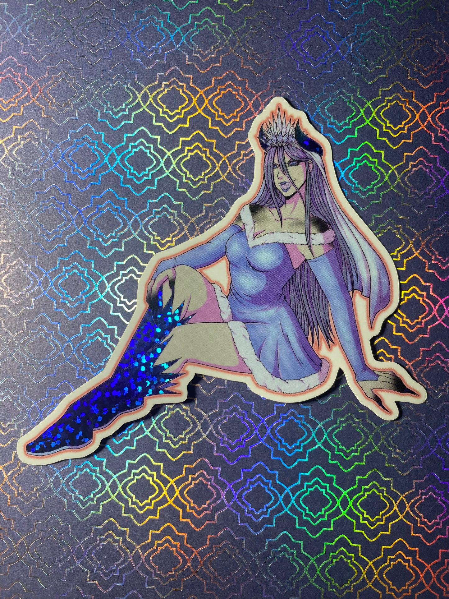 Spooky Ice Maiden Original Art 3” Vinyl Glitter Sticker