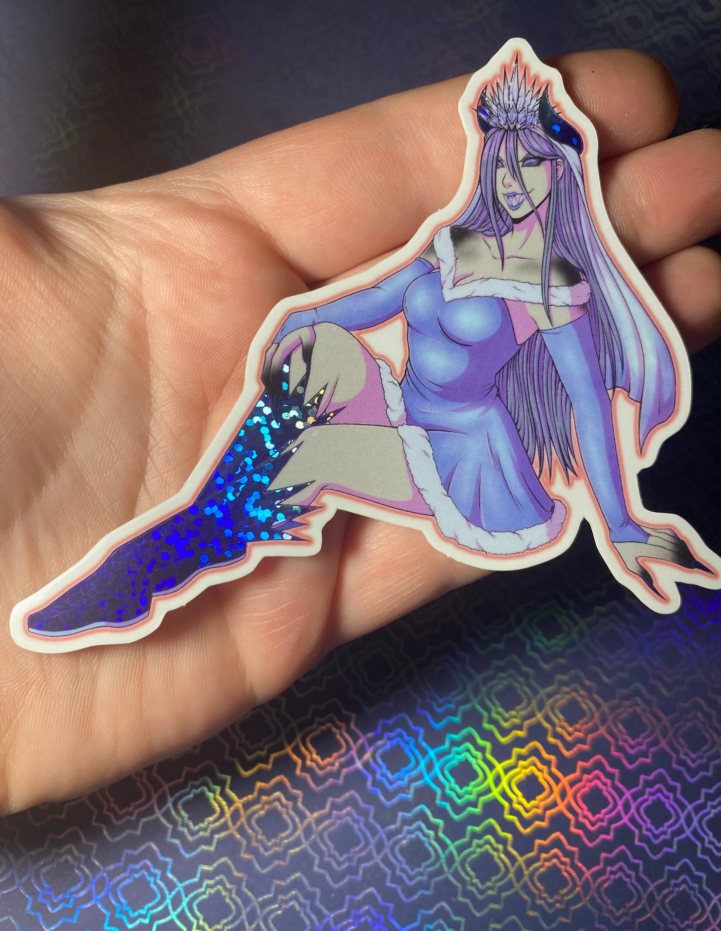 Spooky Ice Maiden Original Art 3” Vinyl Glitter Sticker