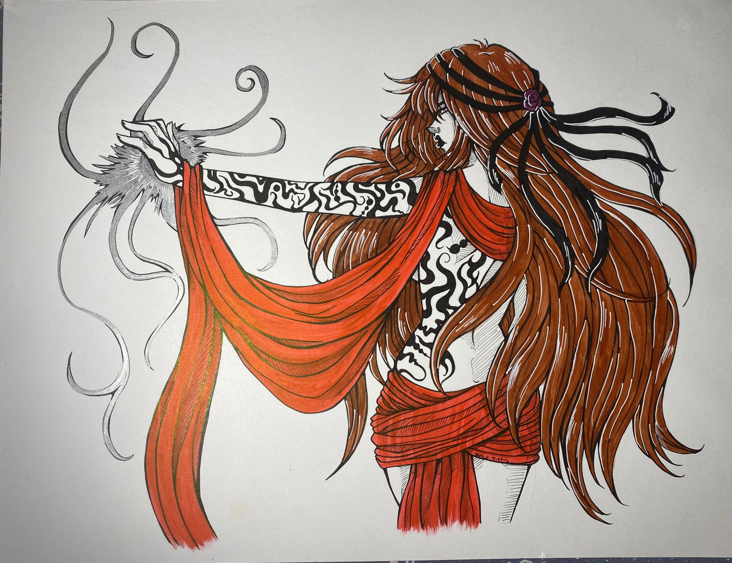 Red Sorceress 12”x9” Original Traditional Artwork