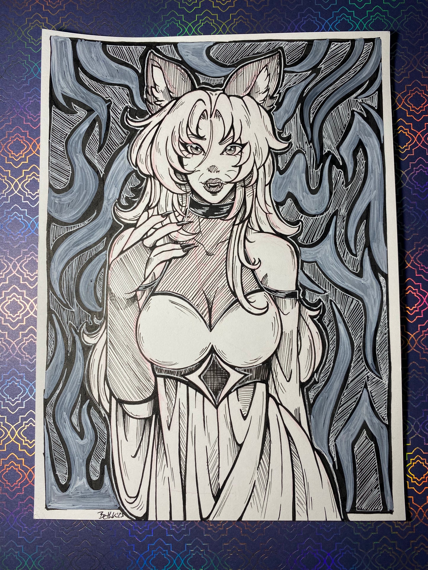 Feline Seductress 5.25”x7.25” Original Traditional Artwork