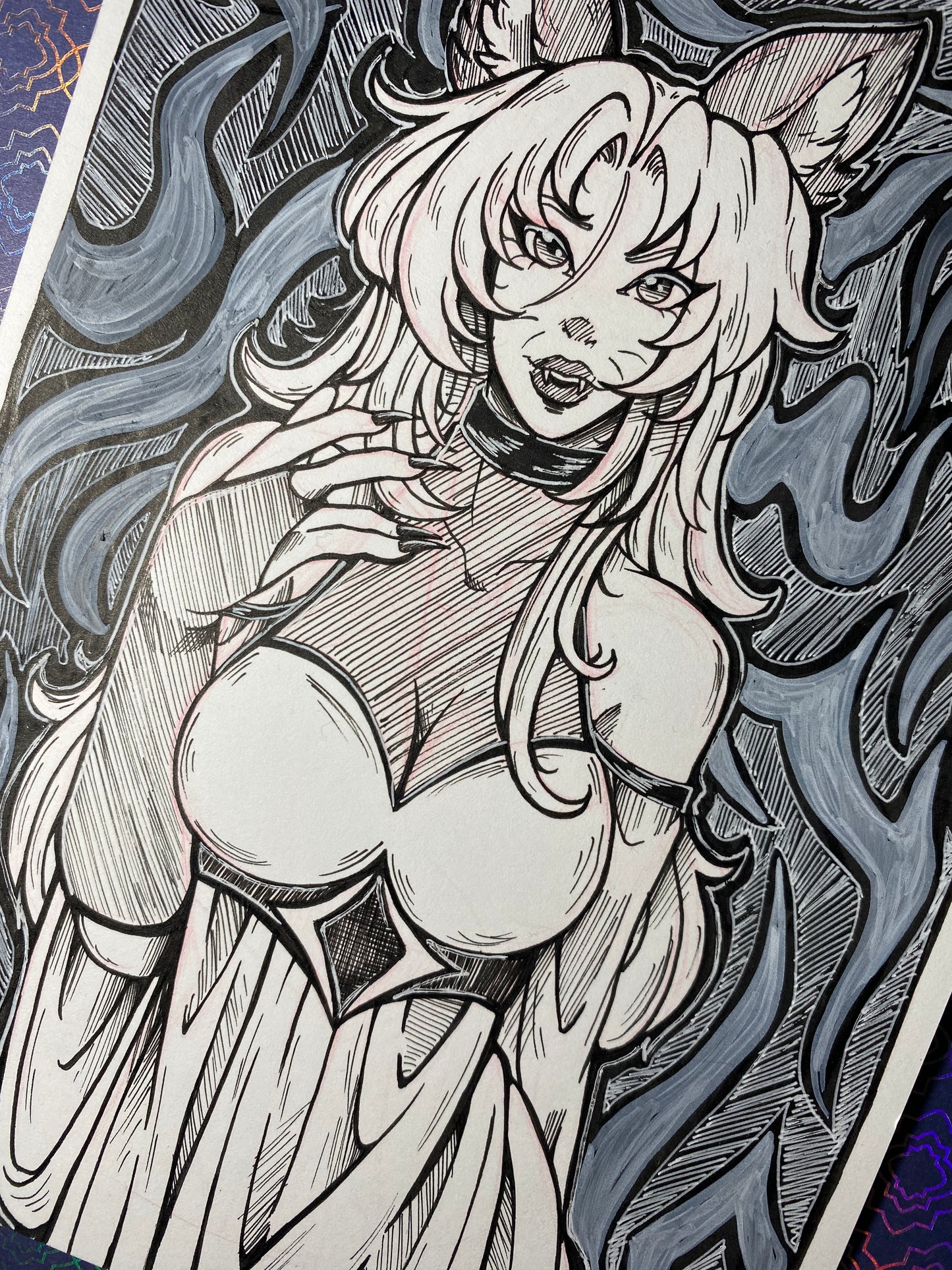 Feline Seductress 5.25”x7.25” Original Traditional Artwork