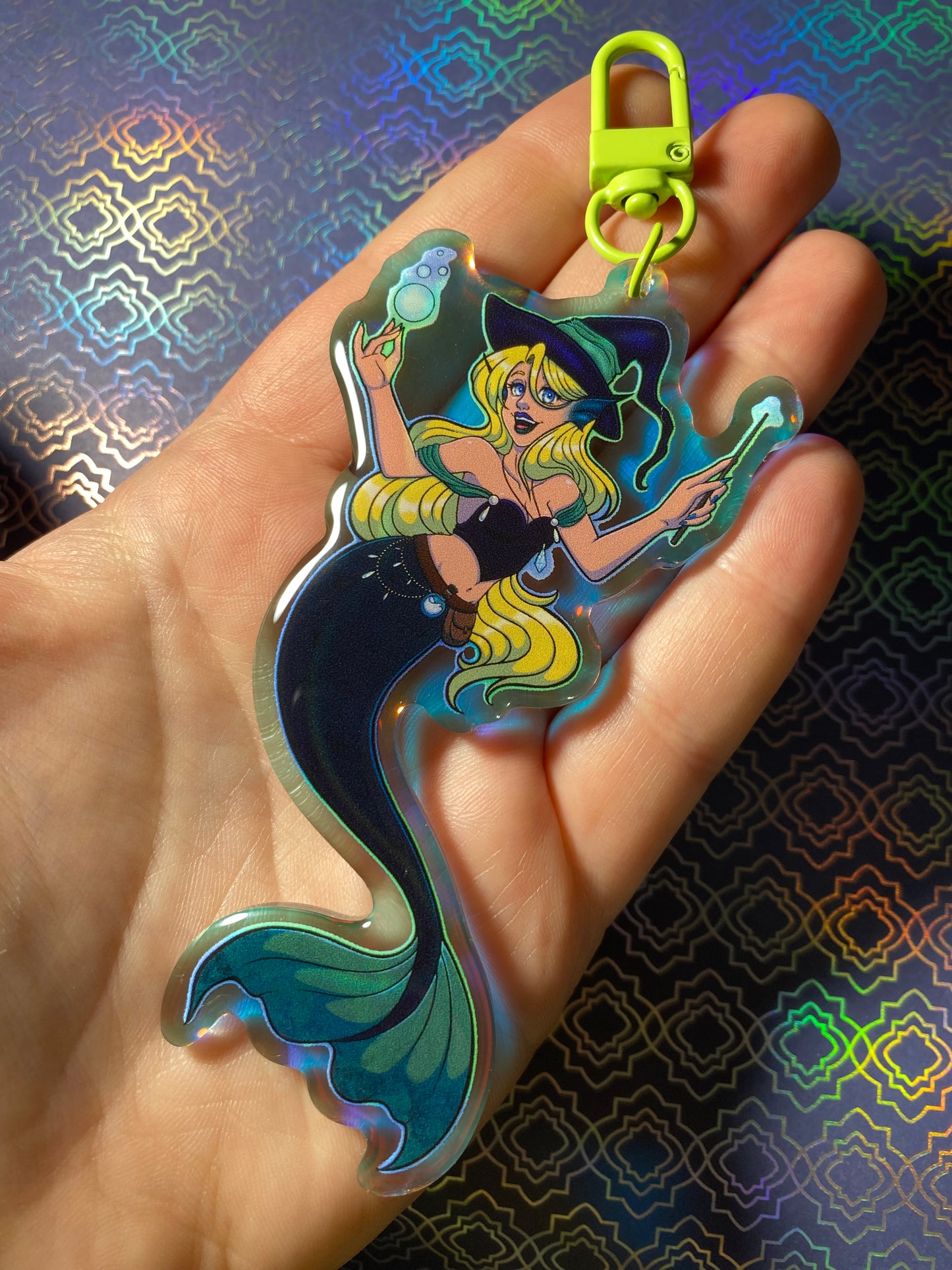 Witchy Mermaid 4” Rainbow Finish Keychain