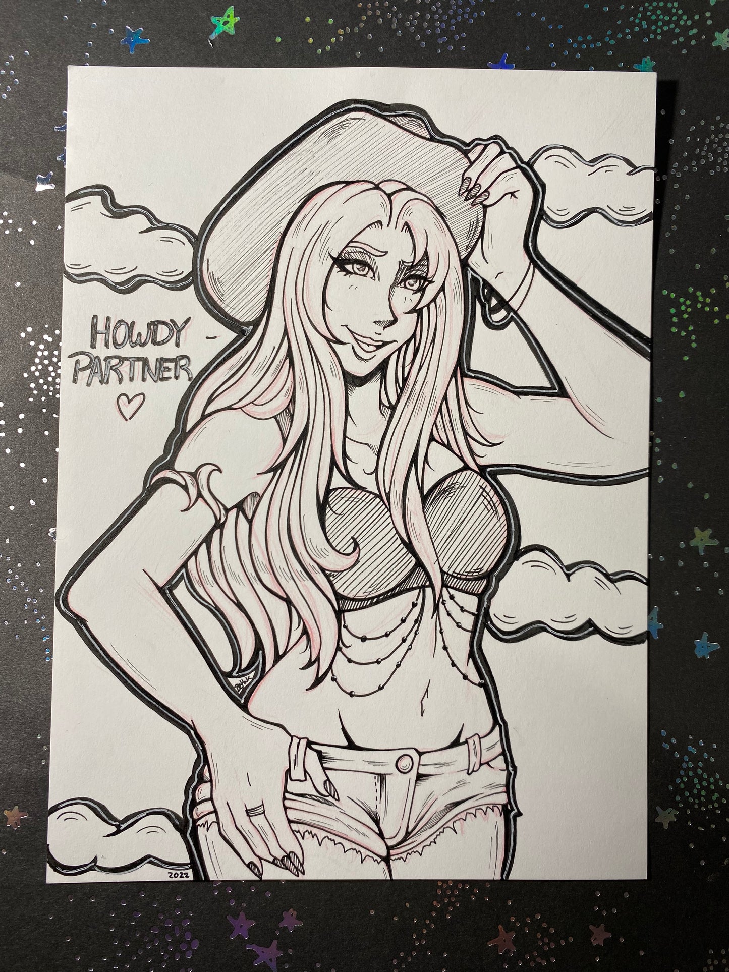 Cowgirl Cutie Traditional Original 5.5”x7.5” Art Piece