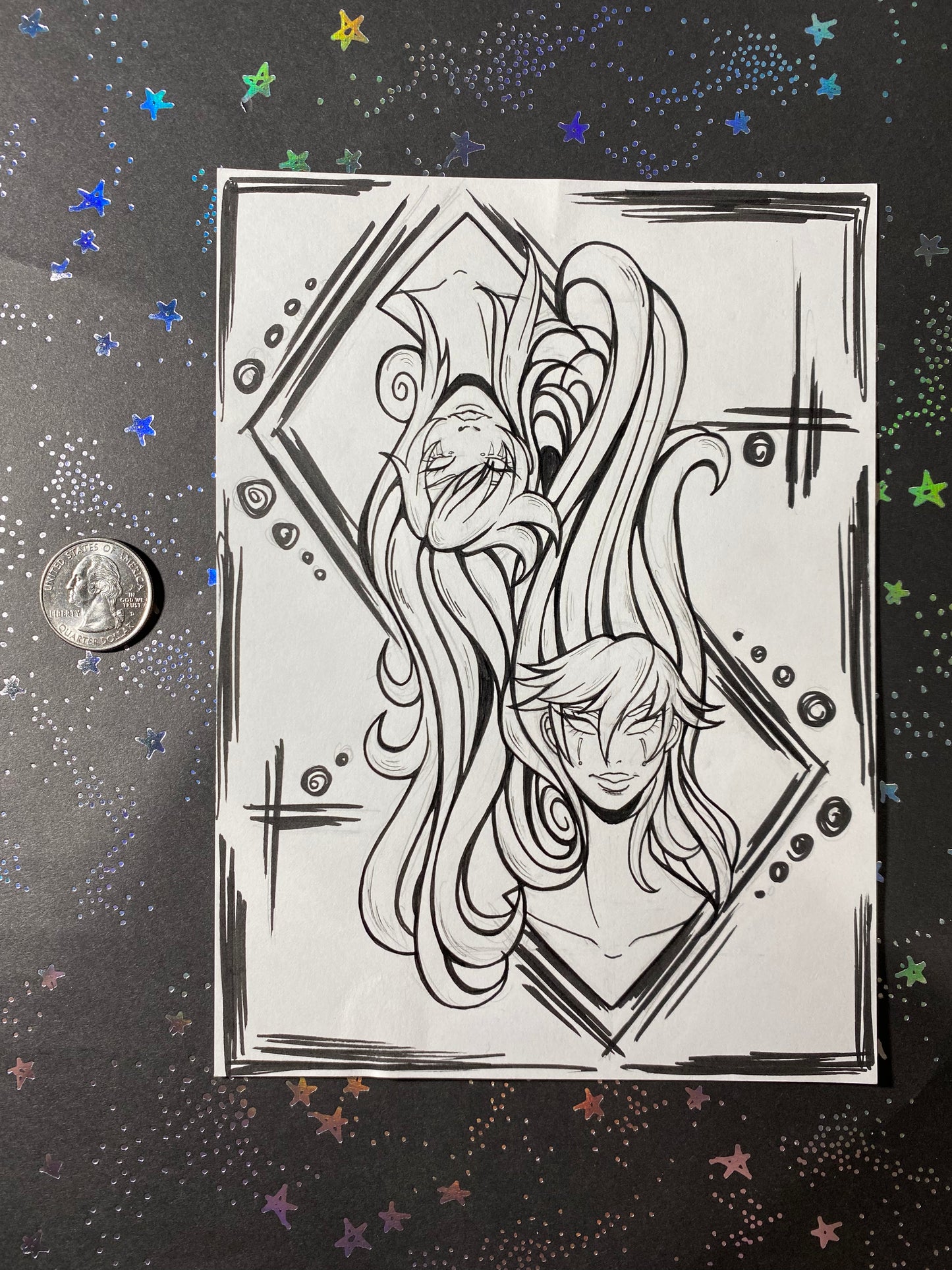 Twins Traditional Original 5.5”x7.5” Art Piece