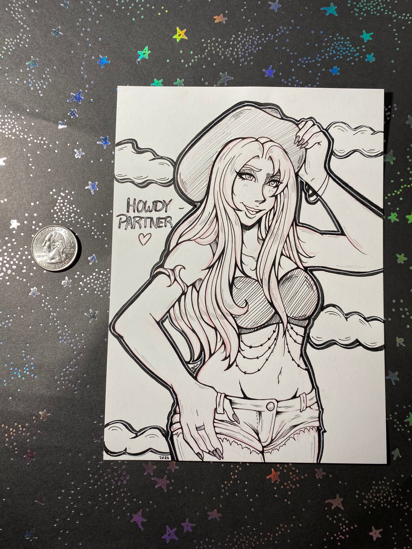 Cowgirl Cutie Traditional Original 5.5”x7.5” Art Piece