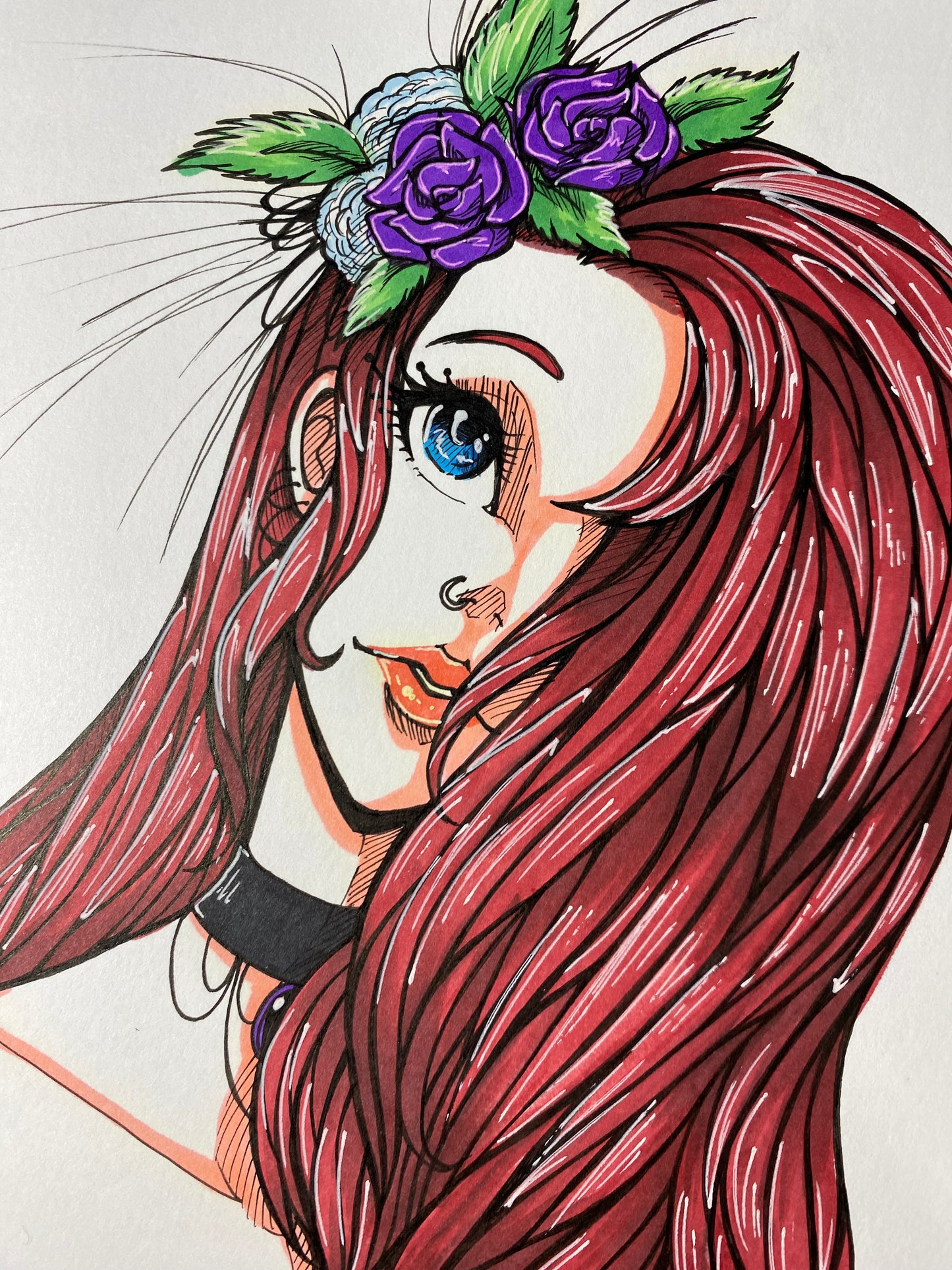 Elegant Red Head 9”x12 ” Traditional Original Art Piece