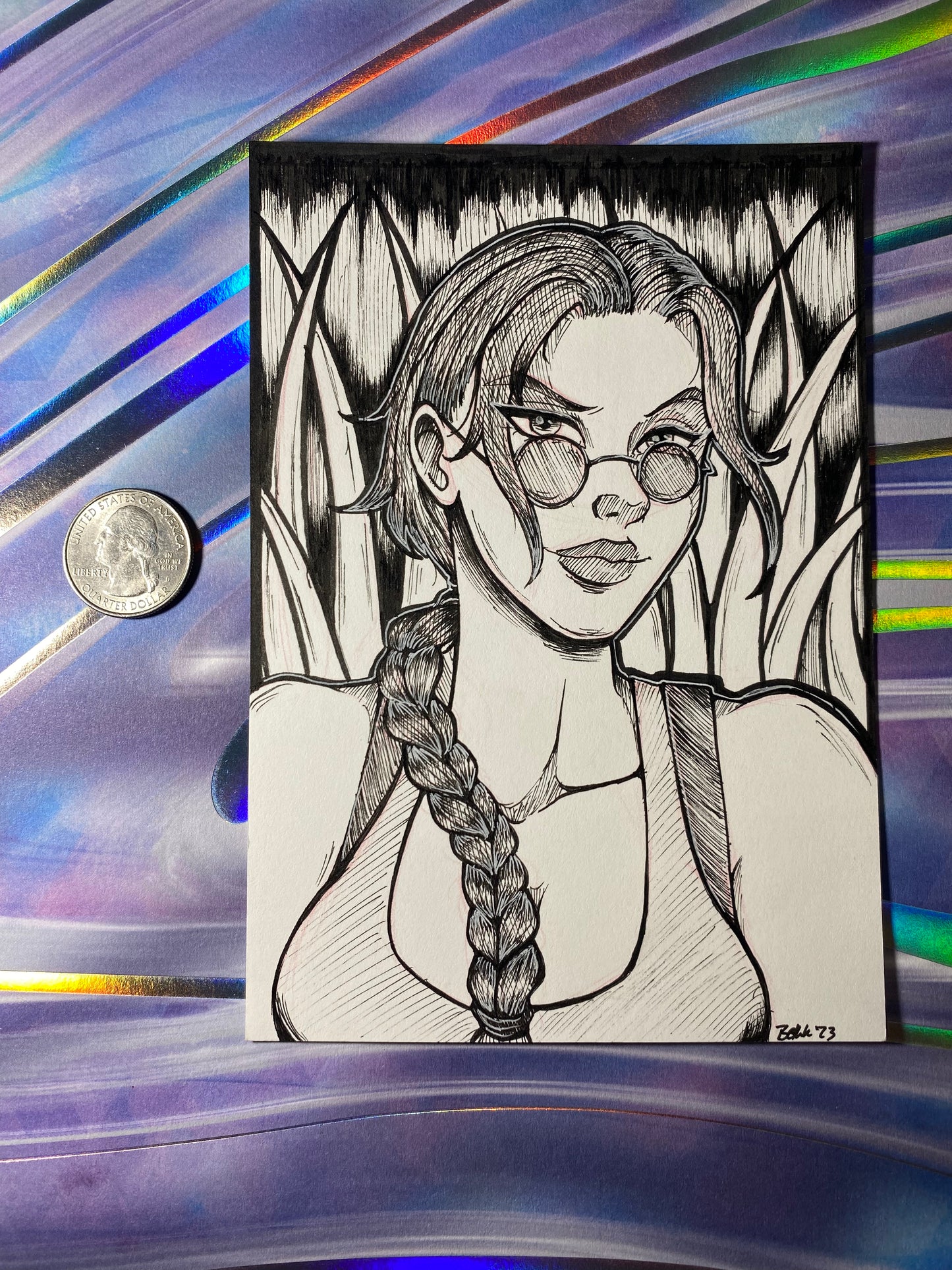 Lara Croft, Tomb Raider - 4.25”x6.25” Original Traditional Fan Art