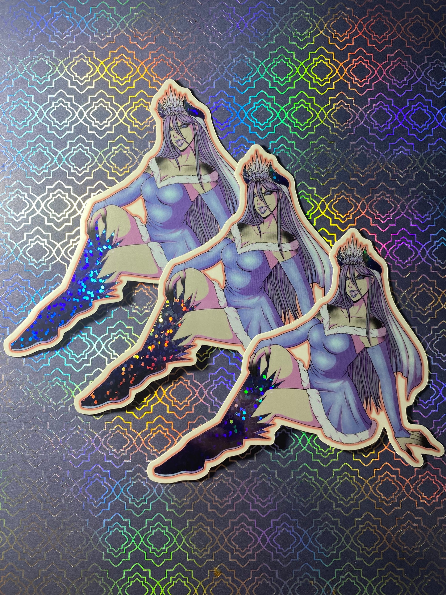 Spooky Ice Maiden Original Art 3” Vinyl Glitter Sticker
