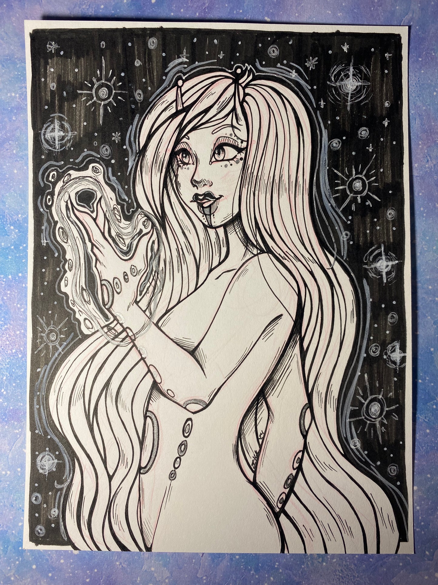 Alien Woman 5”x7” Original Traditional Artwork