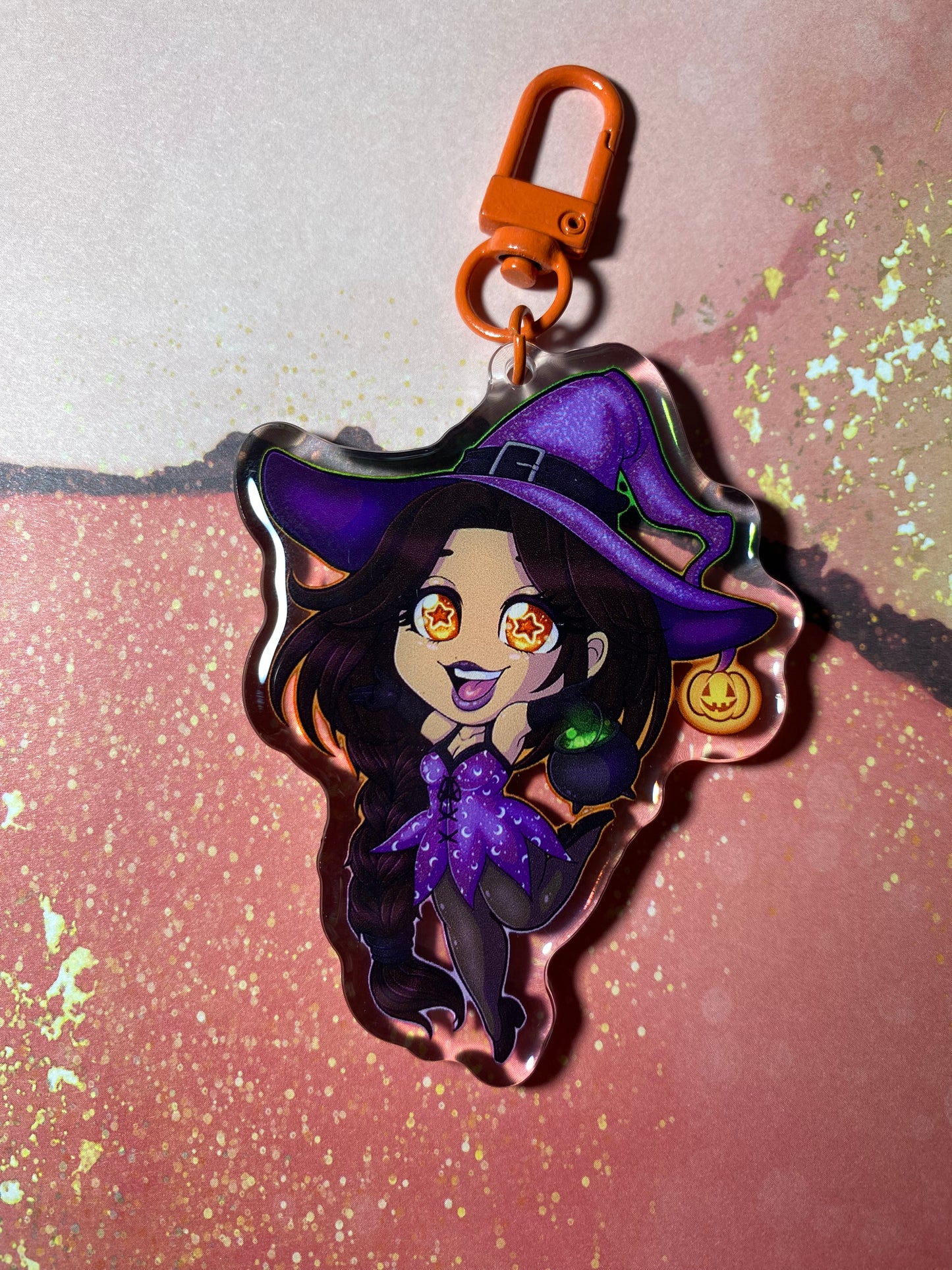 Chibi Halloween Witch - Original 3” Acrylic Keychain