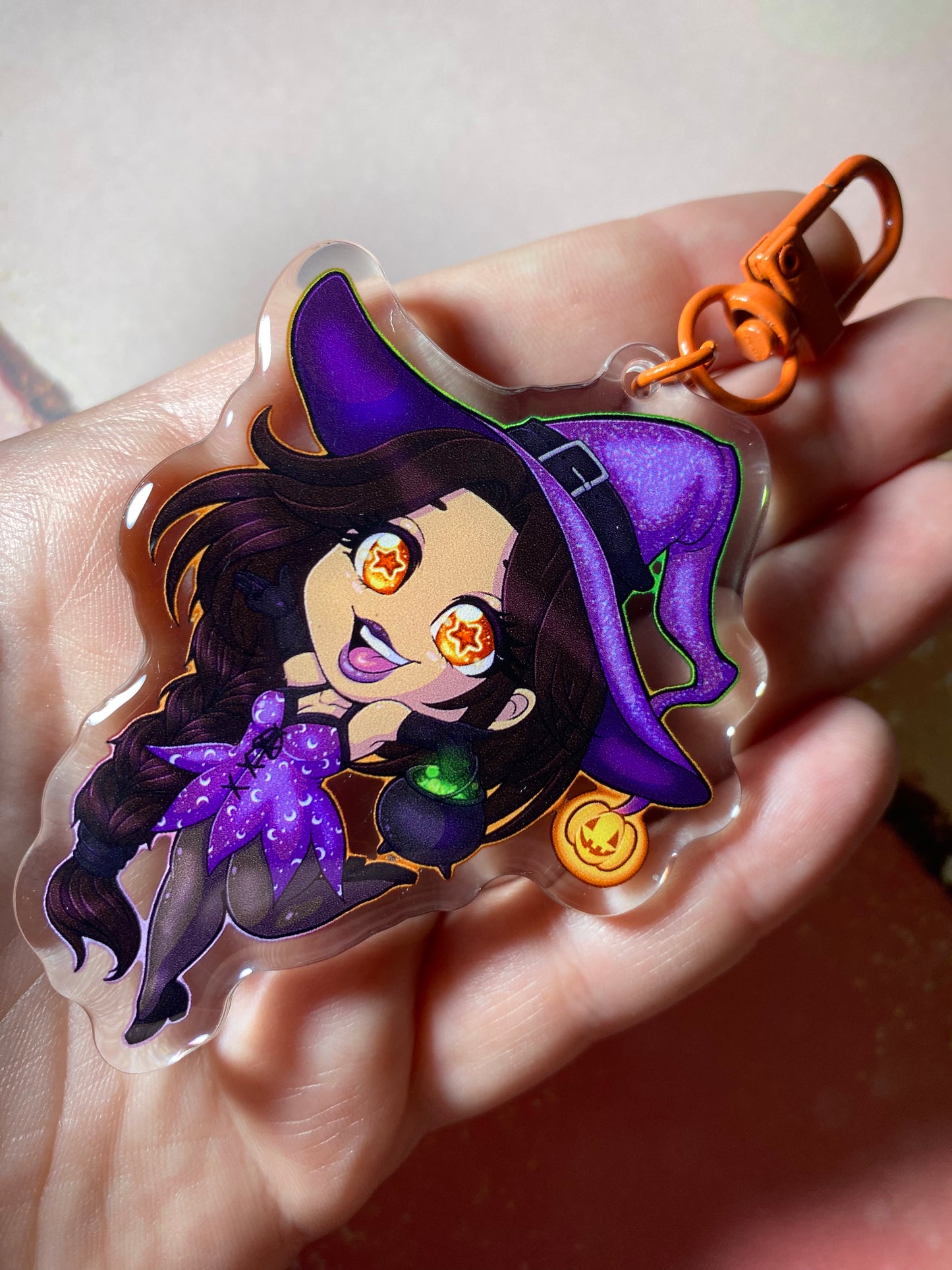 Chibi Halloween Witch - Original 3” Acrylic Keychain