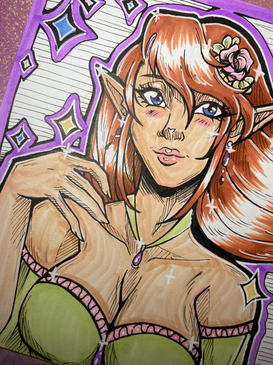 Elf Woman Original 7.25”x5.25” - Traditional Artwork