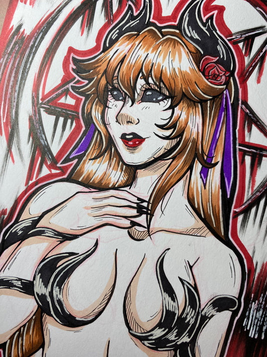 Devious Flower Original - 5.25”x7.25” Traditional Artwork