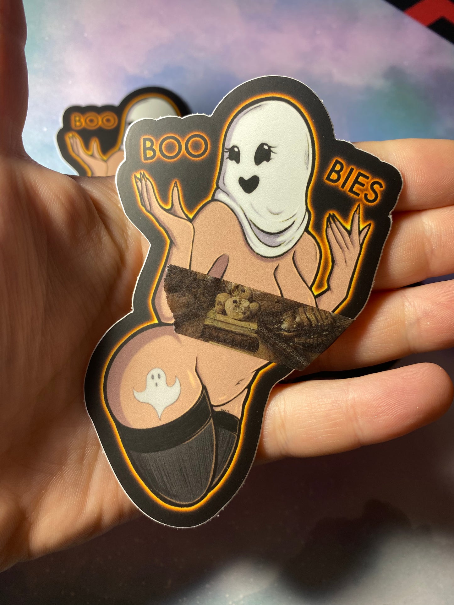 BOOBIES!! Ghost Lady Halloween Original Glossy Vinyl Sticker 4”