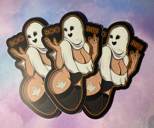 BOOBIES!! Ghost Lady Halloween Original Glossy Vinyl Sticker 4”