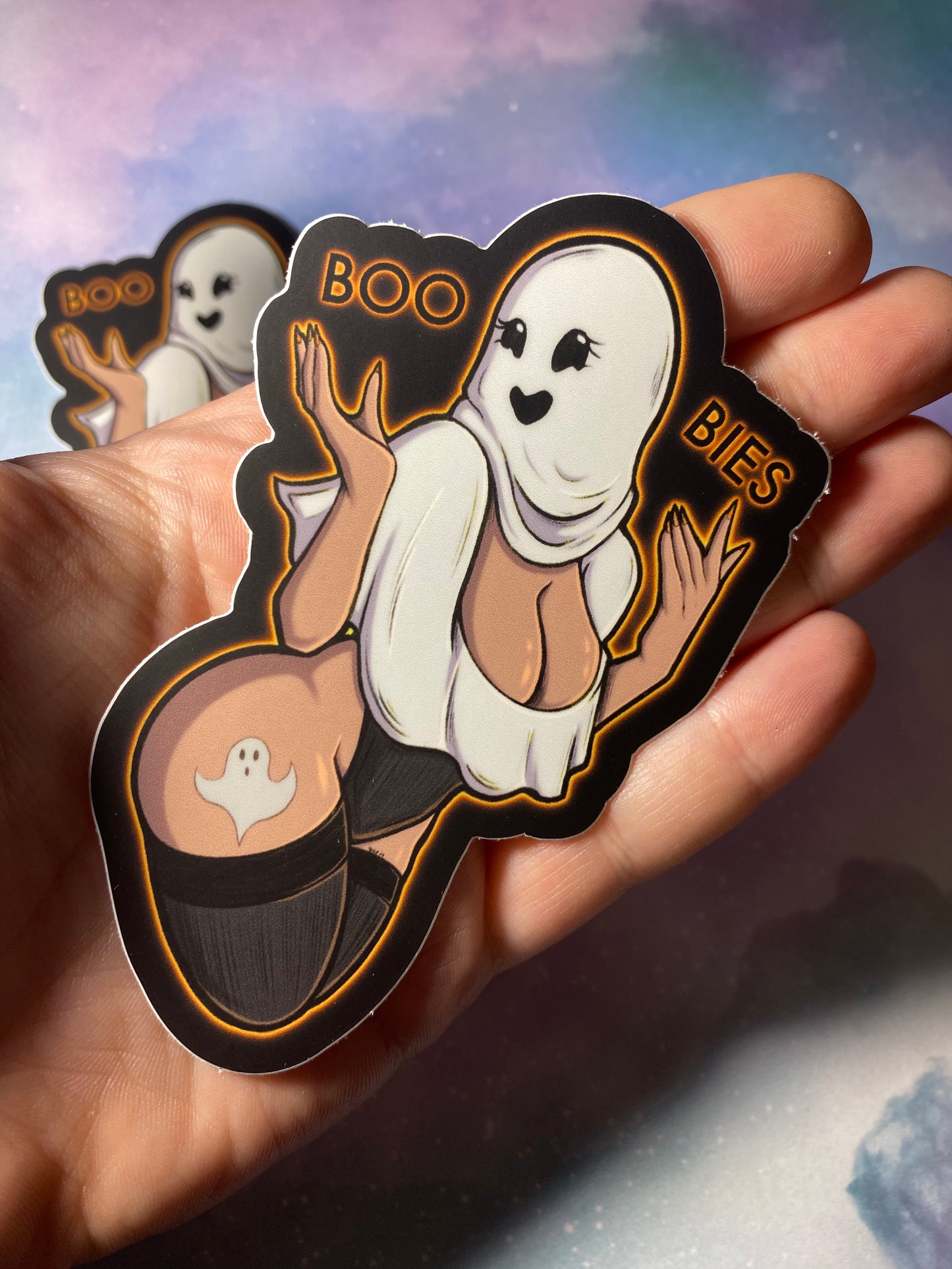 BOOBIES!! Ghost Lady Halloween Original Glossy Vinyl Sticker 4”