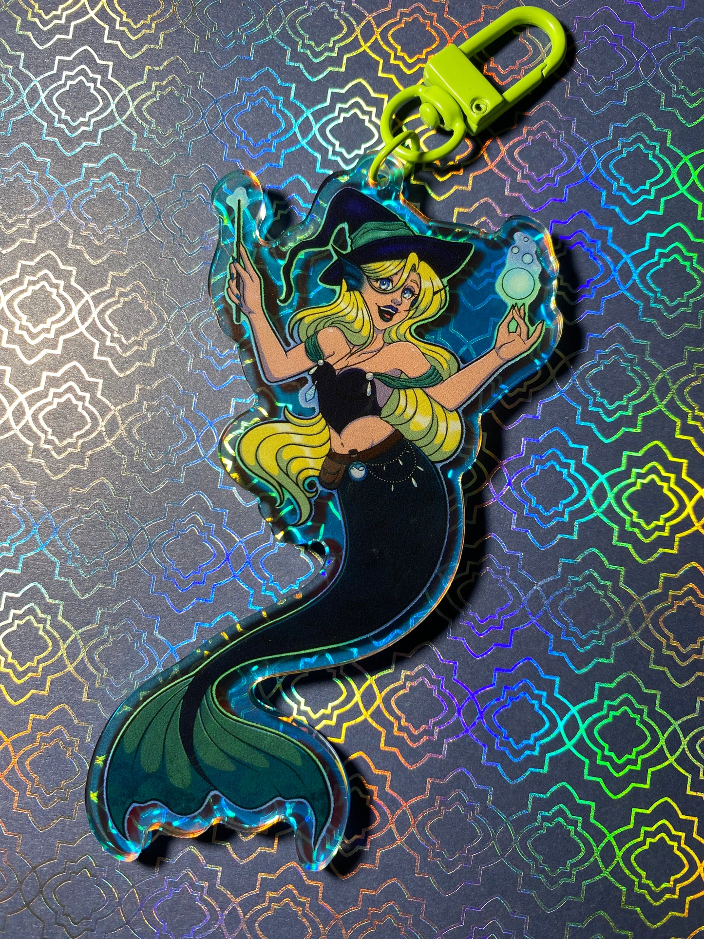 Witchy Mermaid 4” Rainbow Finish Keychain