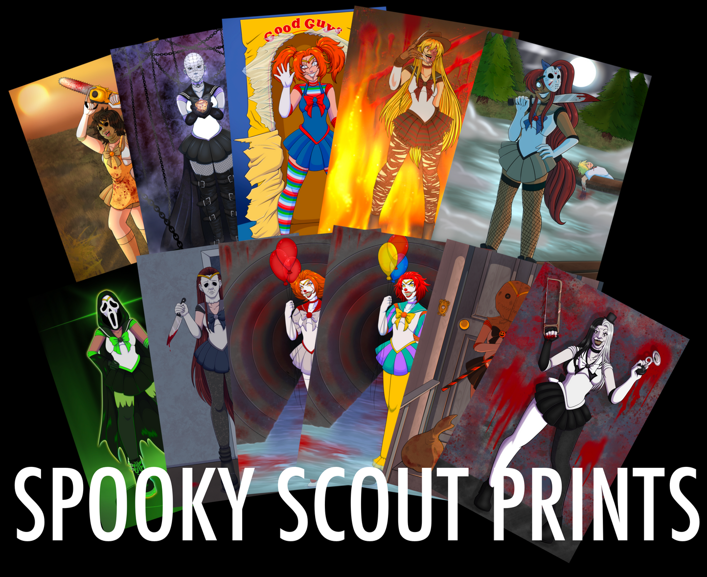 Spooky Scouts - Sailor Moon Horror Mash Up 11"x17" Prints