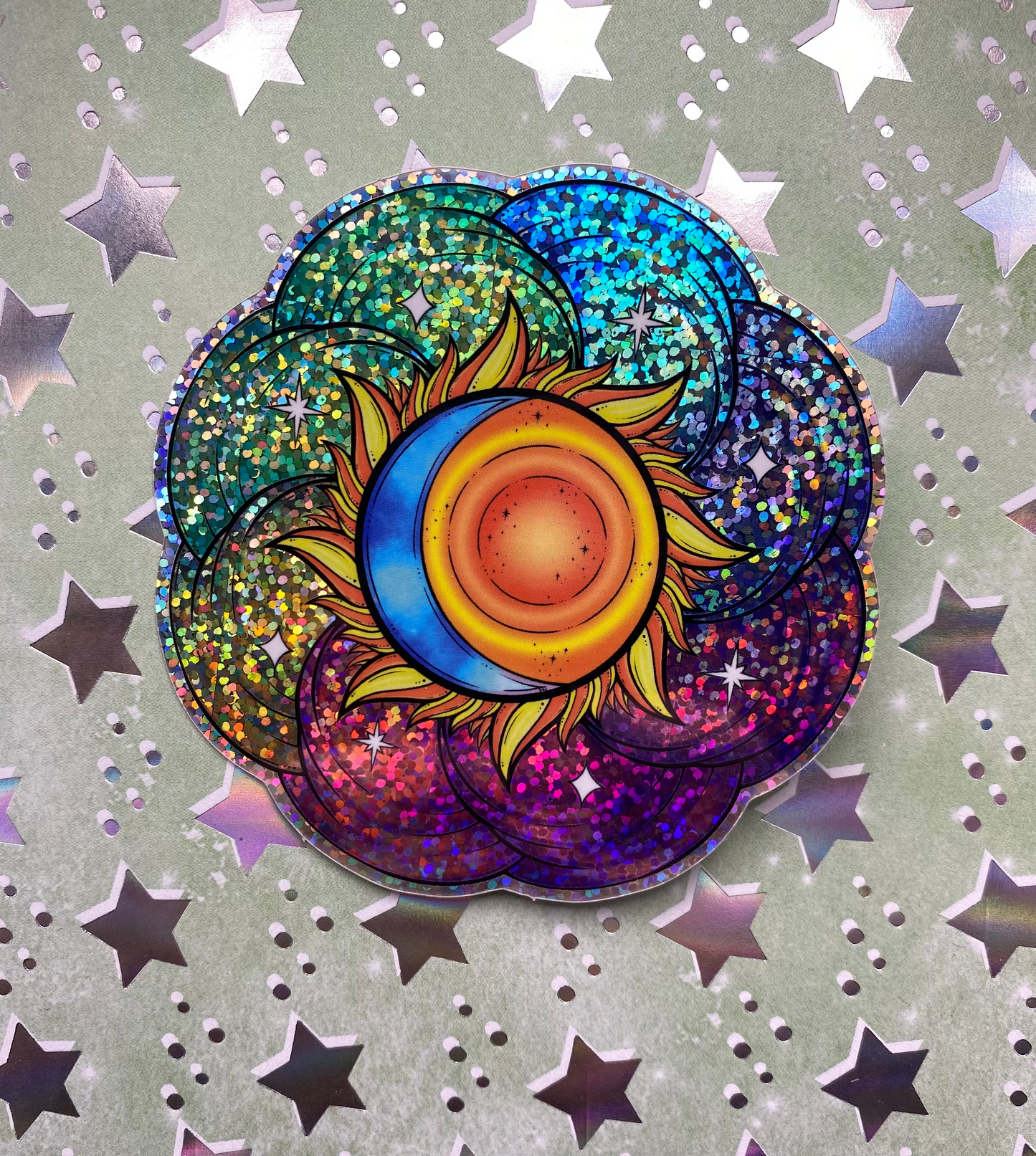 Sun and Moon Original Glitter 3.5” Vinyl Sticker