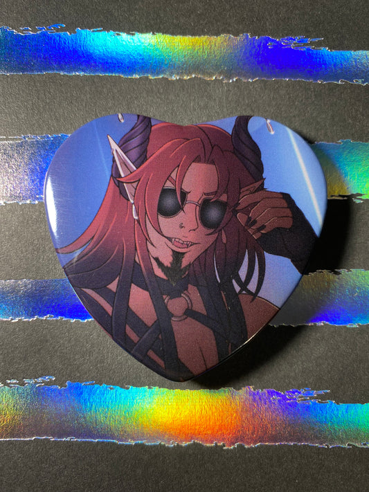 Lucian Demon 2” Heart Shape Button