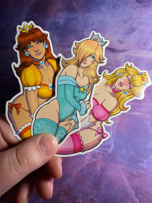 Pin-Up Video Game Princesses 4” Vinyl Stickers