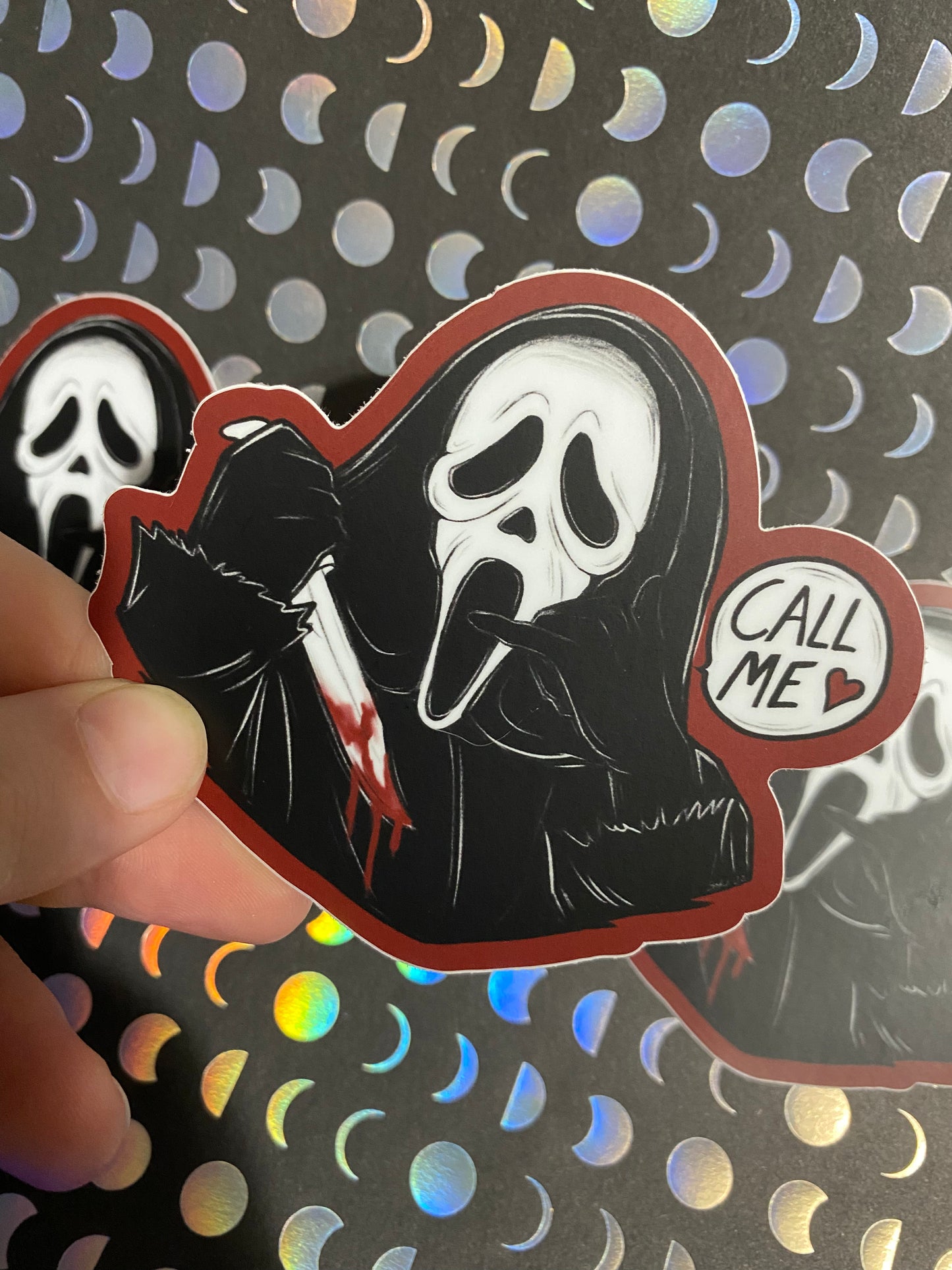 “Call Me” Ghostface Sticker - Vinyl/Glitter Finish
