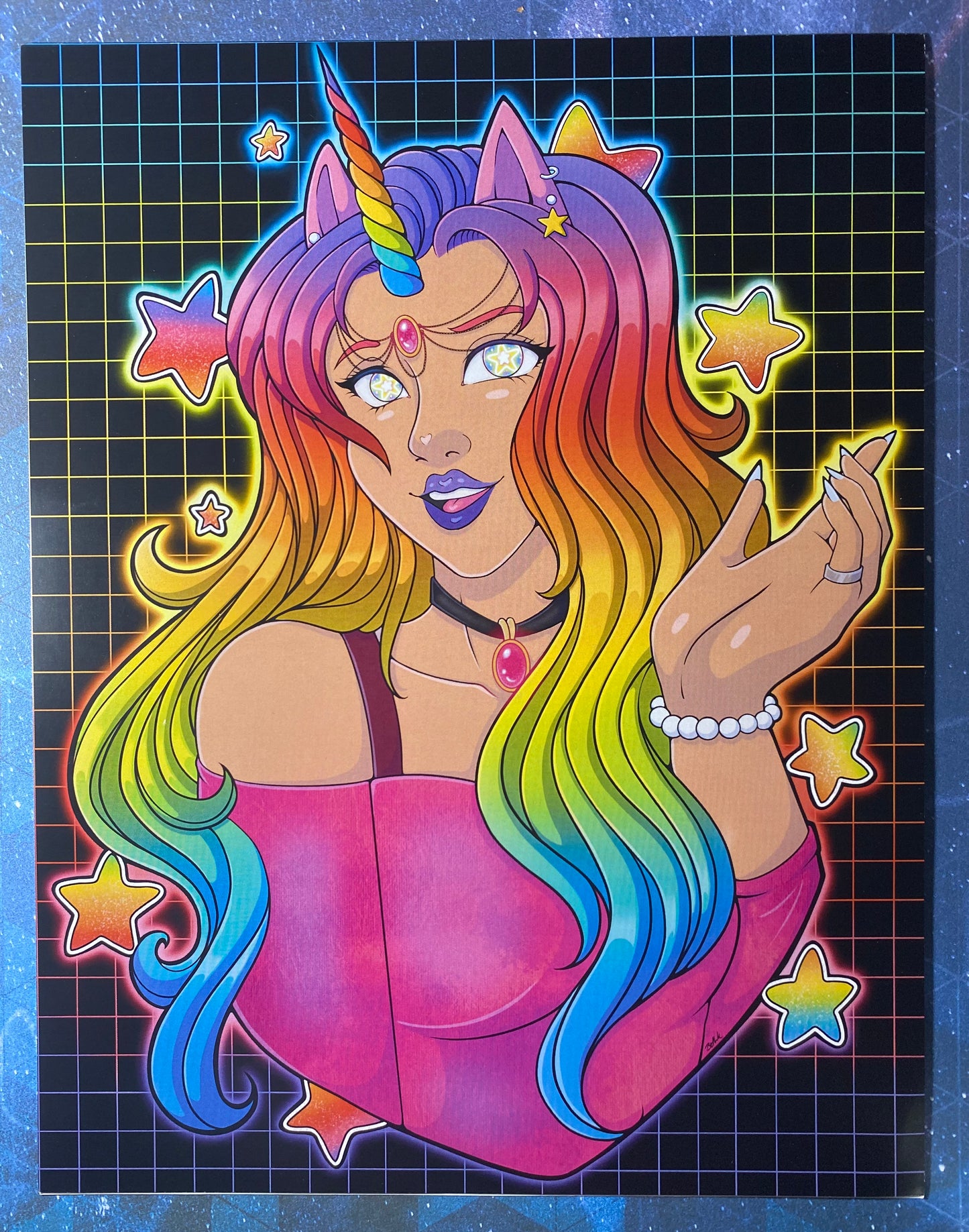 Rainbow Unicorn Lady Original Print (Holographic+Glossy)
