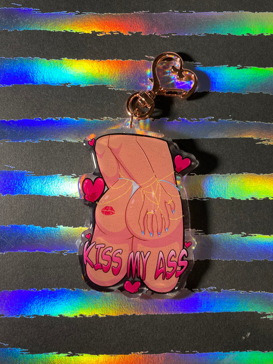 Kiss My Ass 3" Glitter Acrylic Keychain - DISCONTINUED
