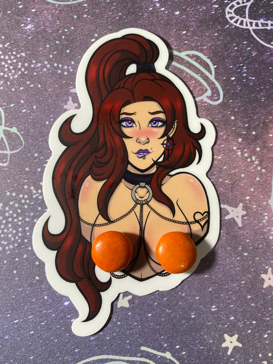 Vivianne (Red Head Goth) OC Original 4” Sticker (NSFW)